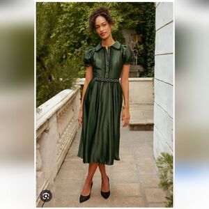 NWT Ivy City Co Sophia Dress In Green Satin